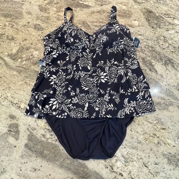 Fauxkini One Piece Swimsuit 24W NEW - Picture 1 of 6
